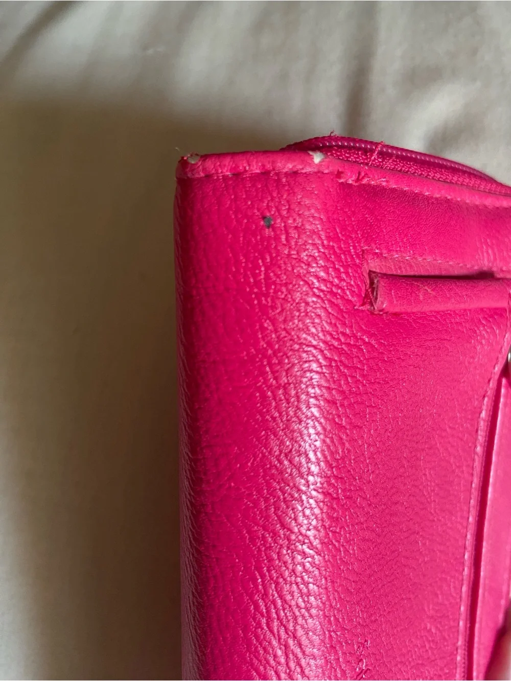 Hot Pink Faux Leather Wallet with Detachable Strap